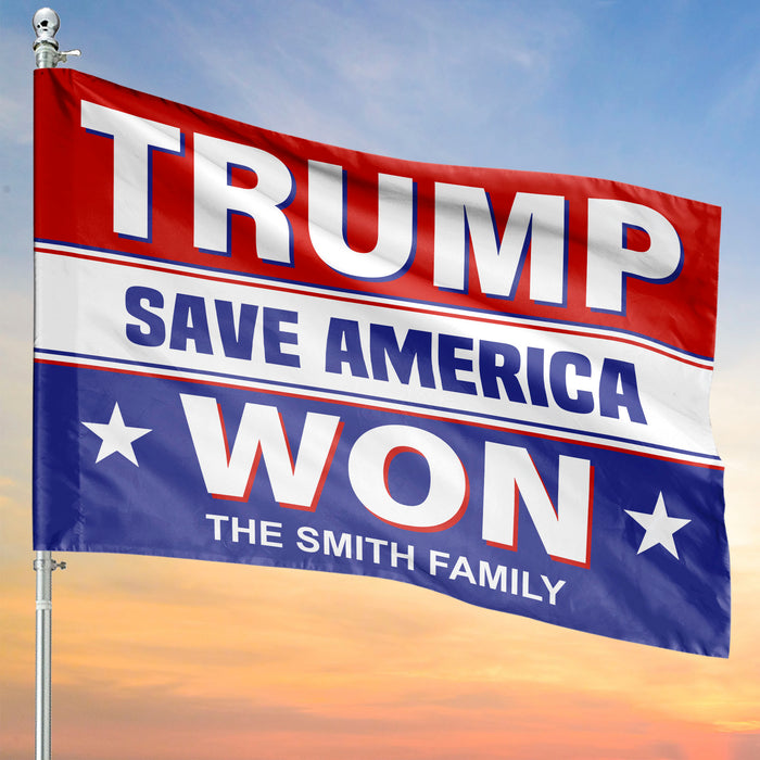 Trump Won Save America | Donald Trump Homage Flag | Donald Trump Fan House Flag C950 - GOP