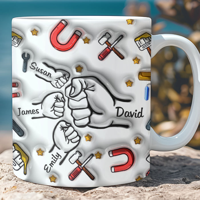 Personalized Dad Fist Bump Mug - Custom Fathers Day 3D Inflated Mug - Gift For Dad, Grandpa - C962
