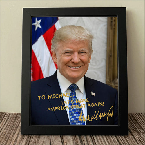 President Donald Trump Autographed Picture | Donald Trump Homage Picture | Donald Trump Fan Picture Frame C922 - GOP