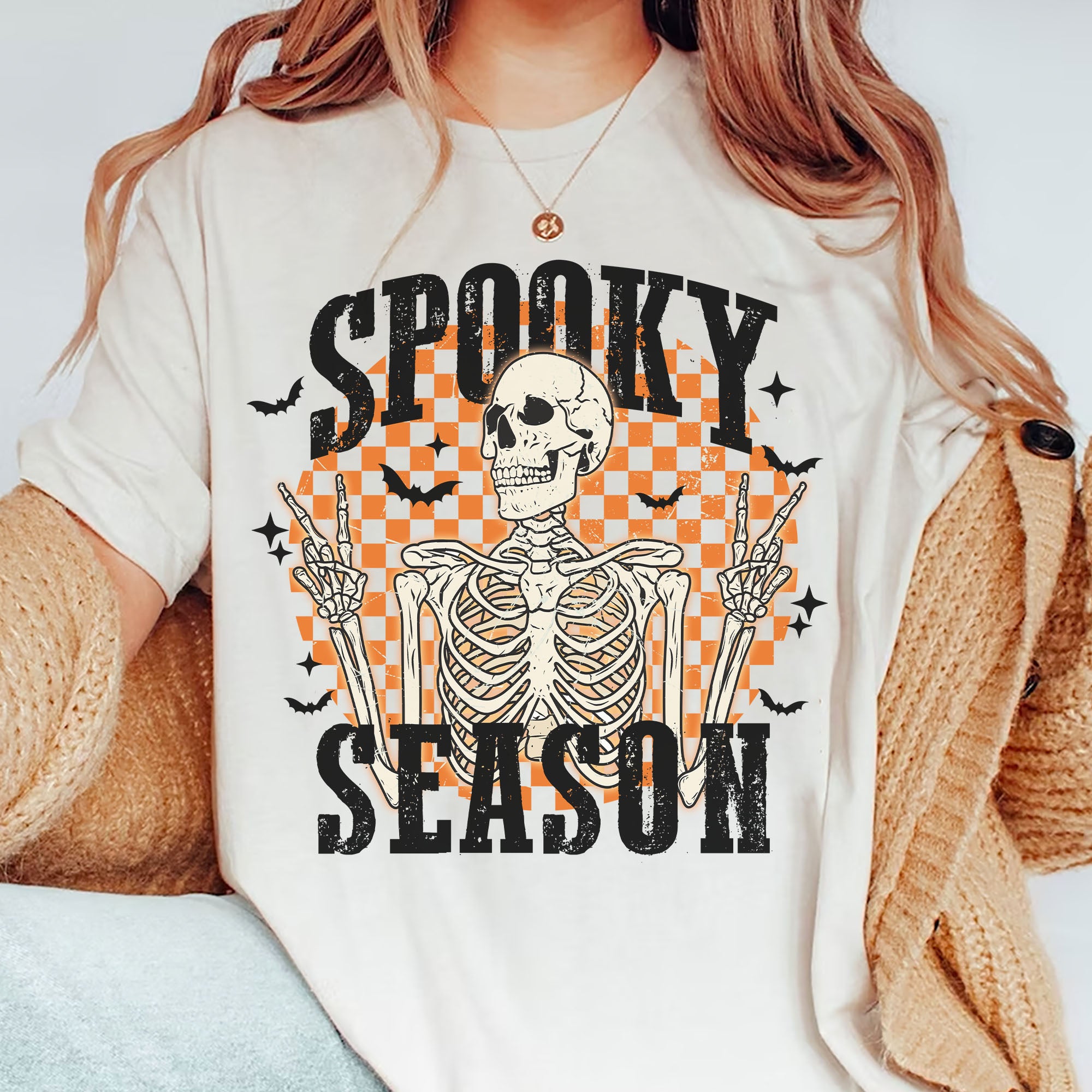 Spooky Season Retro Skull Smiley Face Halloween Shirt, Trendy Halloween Shirt 776V2