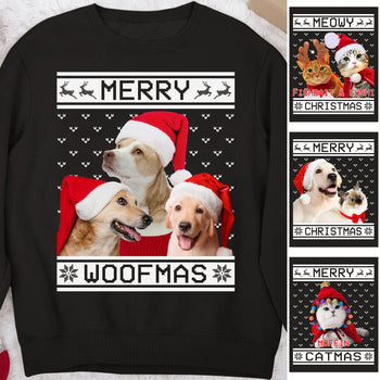 Live Preview Custom Your Pets Sweatshirt, Personalized Custom Photo Dog Cat Sweatshirt C475