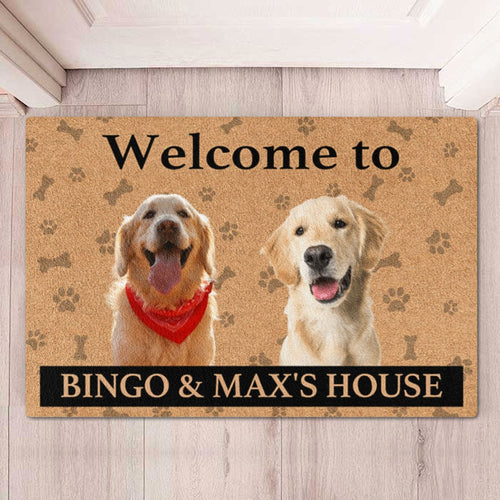 Welcome To Pet House Personalized Custom Photo Dog Cat Doormat C702