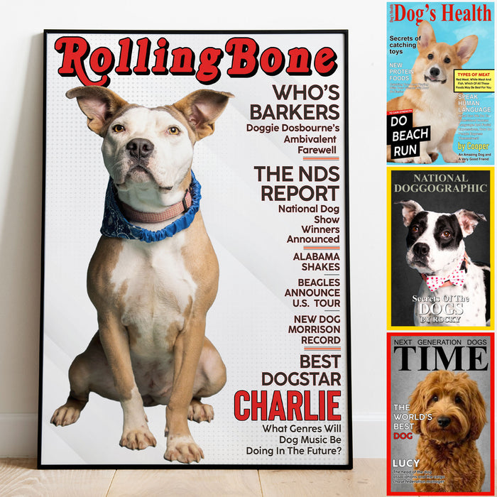 Custom Your Dog Poster, Magazine Dog Covers Poster, Personalized Dog Photo Prints C799