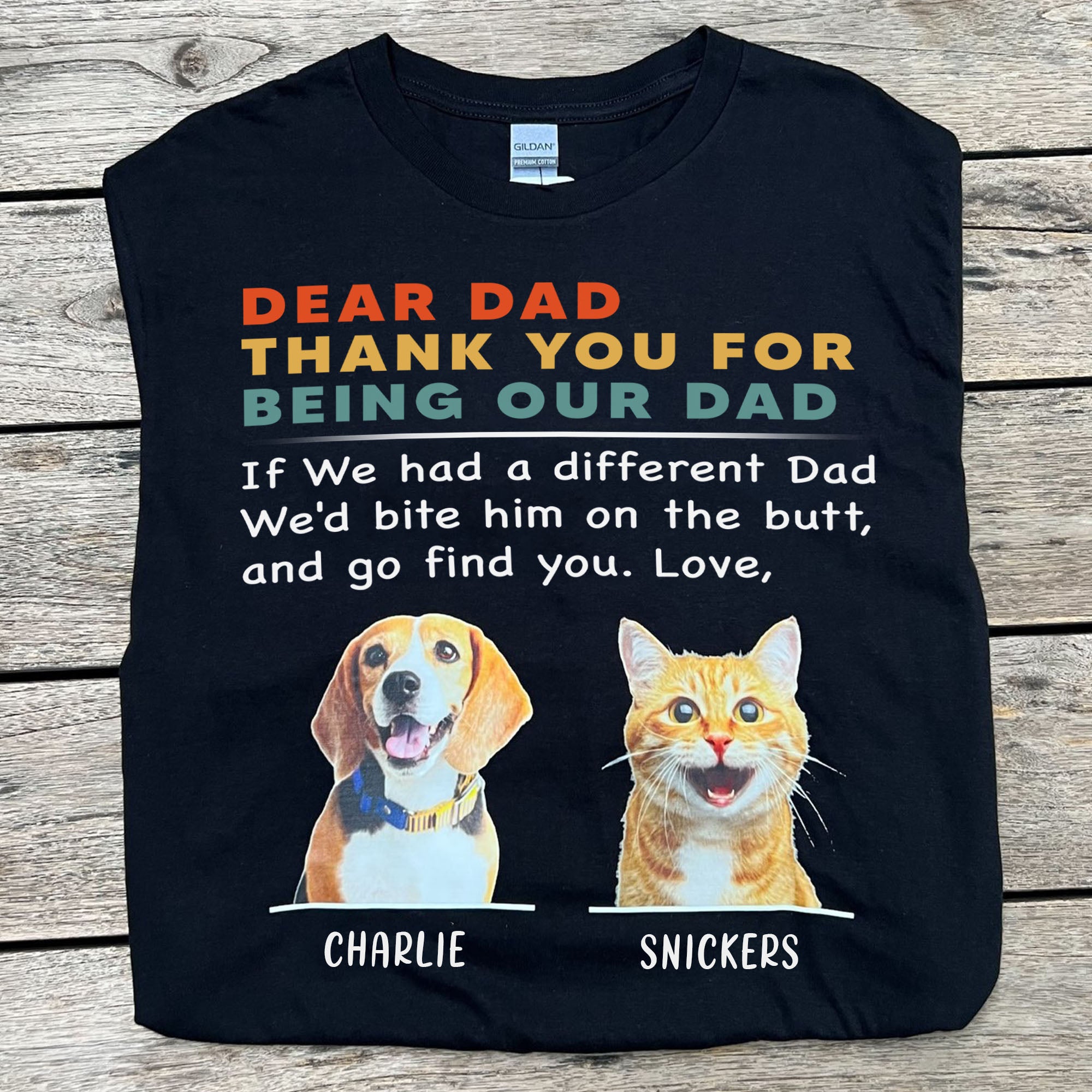 Personalized Custom Photo Dog Cat Dark Shirt Gift For Dad Mom C670