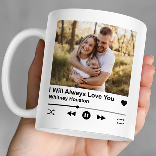 Personalized Song - Personalized Custom Photo Couple Mug - Gift For Couple, Husband Wife, Anniversary, Engagement, Wedding, Valentines Day C879