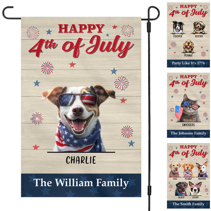 Happy 4th Of July Personalized Custom Photo Dog Cat Garden Flag C732