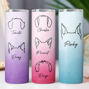 Custom Dog Ear Skinny Tumbler With Name - Personalized Dog Mom Dog Dad Skinny Tumbler C932