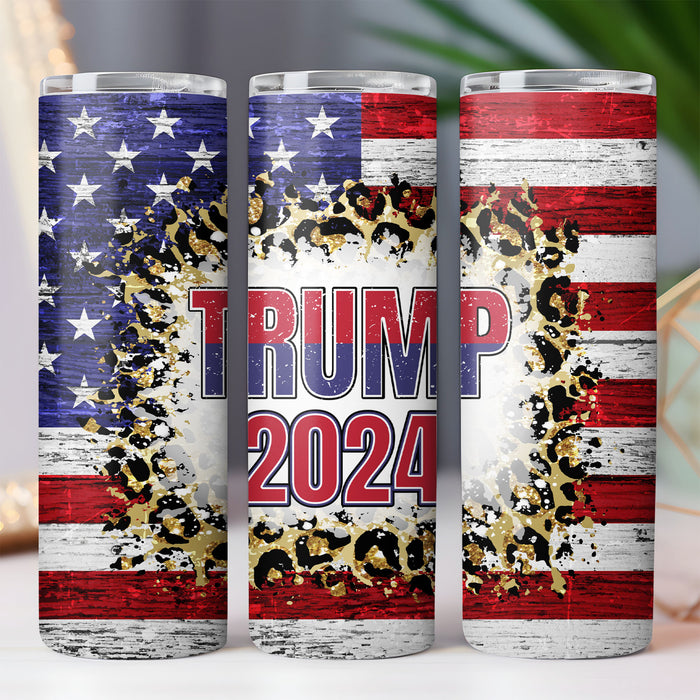 TRUMP 2024 USA Flag | Donald Trump Homage | Donald Trump Fan Skinny Tumbler C929 - GOP