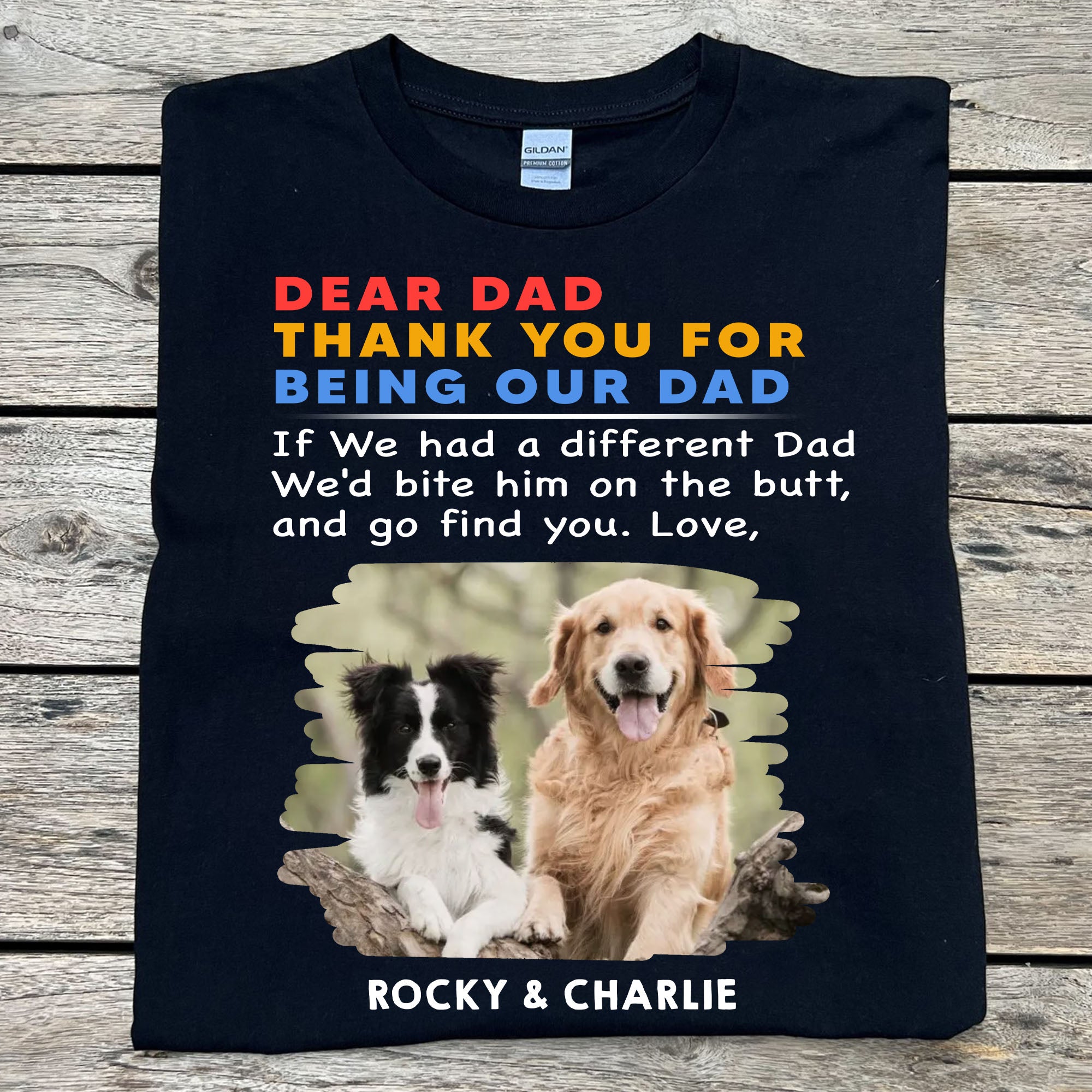 Personalized Custom Photo Dog Cat Dark Shirt Gift For Dad Mom C670V2