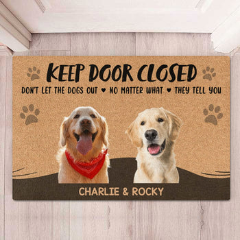 Don't Let The Dogs Out Personalized Custom Photo Dog Cat Doormat C701