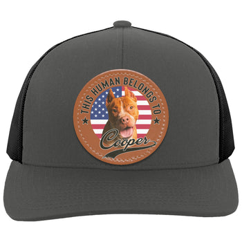 Custom Patch Hat, Human Belongs To Dog Cat, Personalized Circle Leather Patch Hat C823