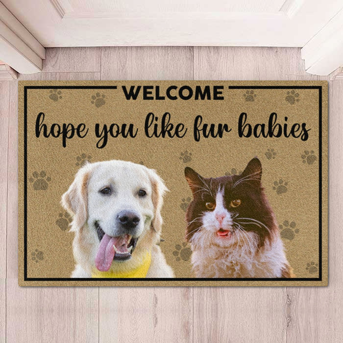 Hope You Like Fur Babies Personalized Custom Photo Dog Cat Doormat C738