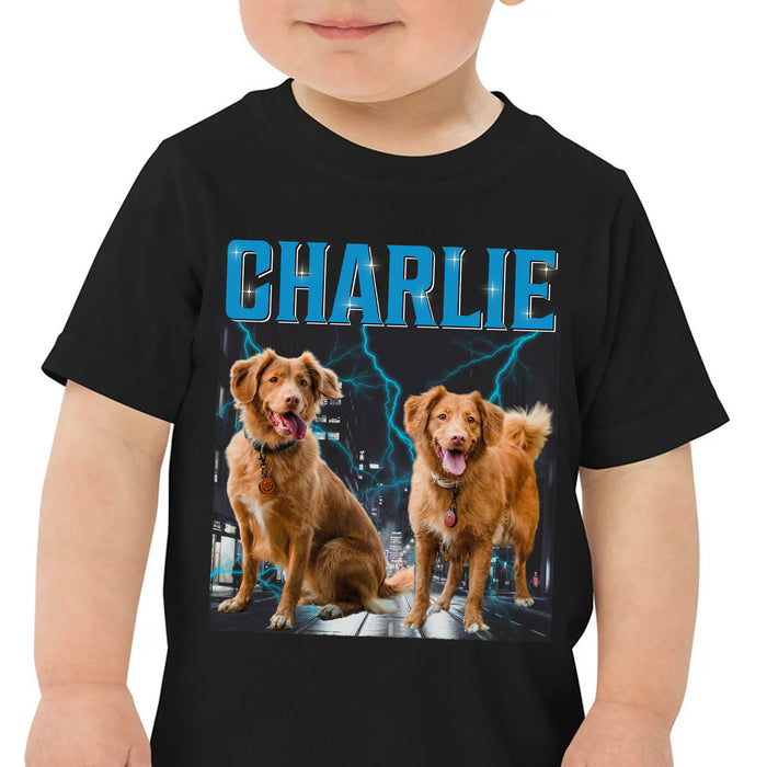 Custom Your Pets Tee, Retro Vintage Pet Portrait Kid Size Shirt, Personalized with Your Own Dog or Cat Photo C775