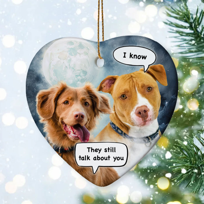Custom Pet Photo Memorial Ornament, Conversation with Your Own Photo Heart Ornament C552O