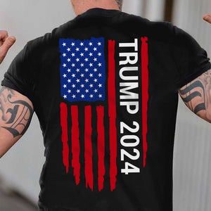 Trump 2024 American Flag Tees | Donald Trump Homage Shirt | Donald Trump Fan Backside Shirt C912 - GOP