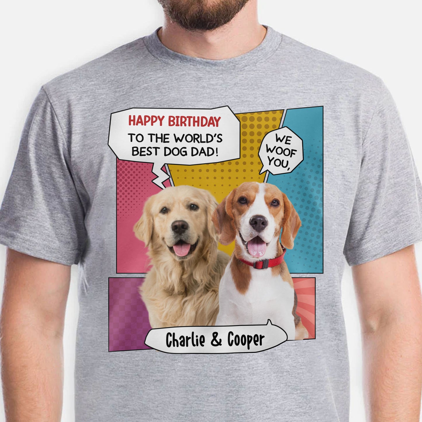 To The World Best Dog Dad Personalized Custom Photo Dog Bright Shirt Gift For Dad Mom C767