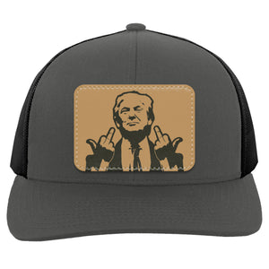 Trump Middle Finger Hat | Donald Trump Homage Hat | Donald Trump Fan Rectangle Leather Patch Hat C996 - GOP