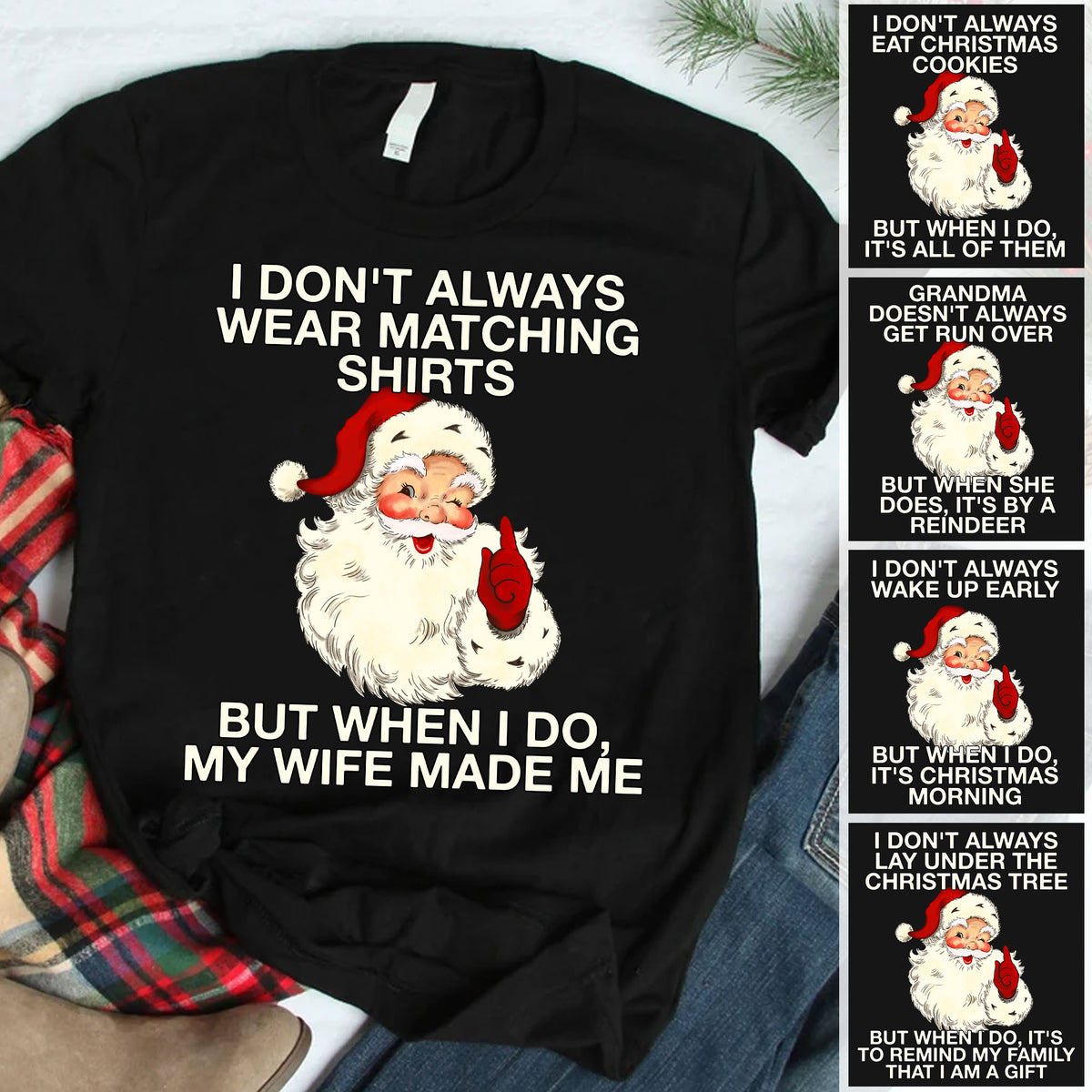 TheRedFirst Matching Funny Family Christmas Shirt Personalized Custom Family Sweatshirt Basic Tee Red 3XL