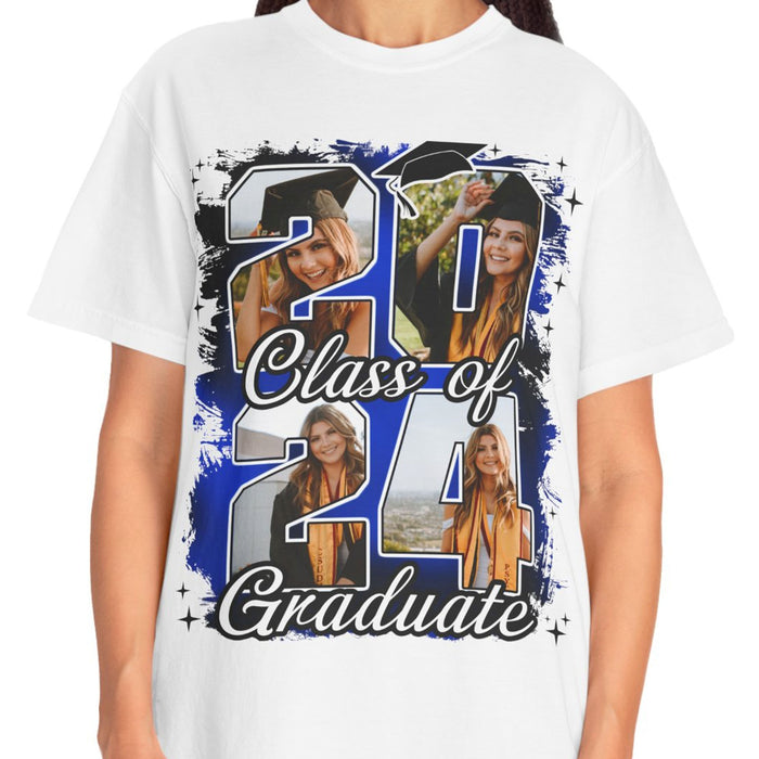 Live Preview Custom Graduation Tee - Graduation gift 2024, Senior 2024, Class of 2024 - Personalized Photo Graduation Shirt C887