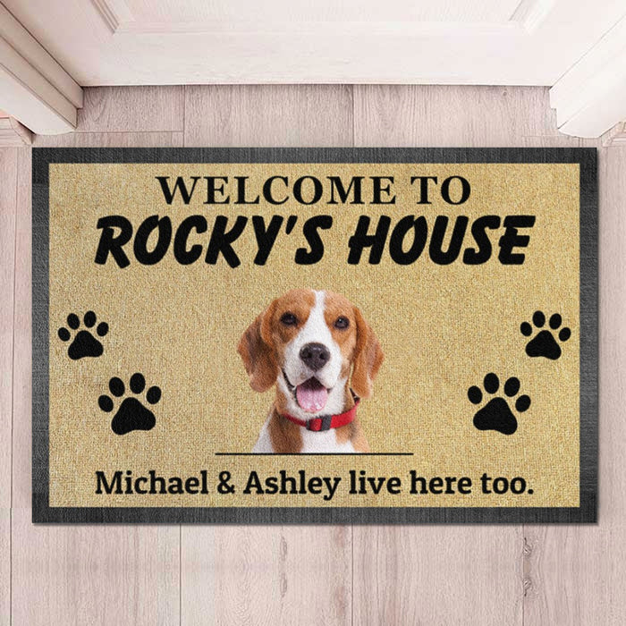 Welcome To Pet House Personalized Custom Photo Dog Cat Doormat C693