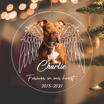 Pet or Human Memorial Picture Ornament, Live Preview Personalized Transparent Acrylic Ornament C828