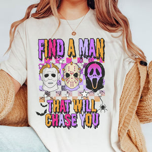 Find A Man Retro Horror Halloween Shirt, Spooky Vibes, Scary Movie, Trendy Halloween Shirt 776V1