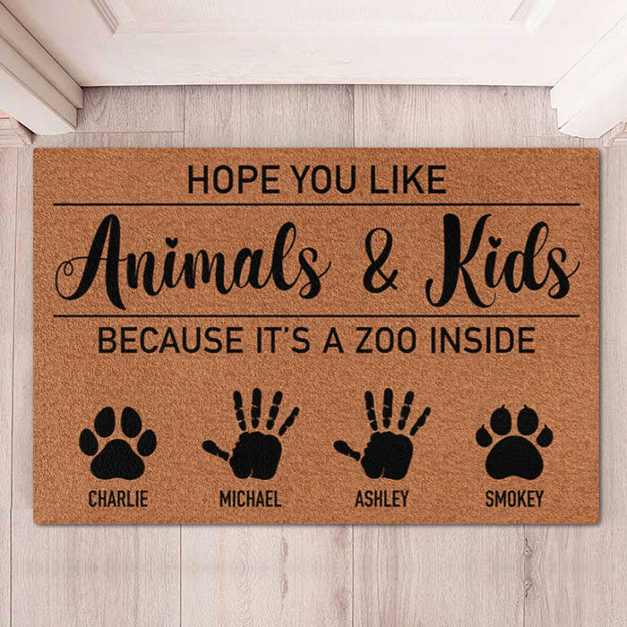 Hope You Like Animals and Kids Personalized Custom Dog Cat Doormat C741