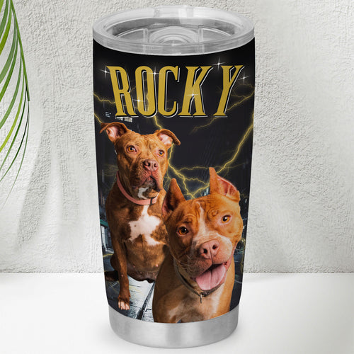Custom Your Pets Tumbler, Retro Vintage Pet Portrait Tumbler, Personalized with Your Own Dog or Cat Photo C775