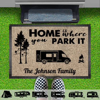 Home Is Where You Park It Personalized Custom Camping Doormat C698