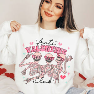 Anti Valentine Club Shirt, Skeleton Gift for Singles, Personalized Custom Funny Valentine's Shirt C866