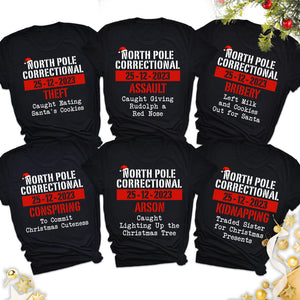 North Pole Correctional, Funny Christmas Family Matching Shirt, Personalized Custom Family Sweatshirt C842