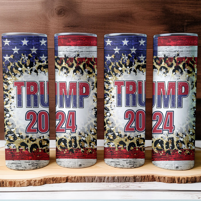 TRUMP 2024 USA Flag | Donald Trump Homage | Donald Trump Fan Skinny Tumbler C929 - GOP