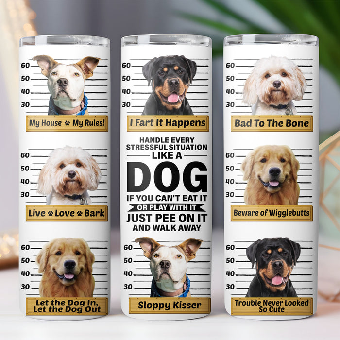 Pee On It And Walk Away - Personalized Custom Dog Photo Skinny Tumbler - Funny Dog, Grumpy Dog, Silly Dog C931