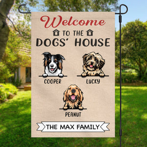 Welcome To The Dog House Personalized Custom Photo Dog Cat Garden Flag C715