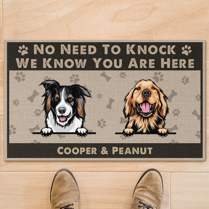 No Need To Knock We Know You Are Here Personalized Custom Photo Dog Cat Doormat C707