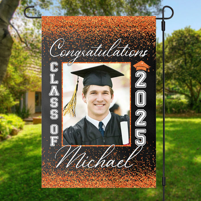 Congratulations Graduation Senior Class of 2024 Sparkle Personalized Custom Photo Garden Flag C175