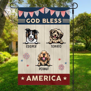 God Bless America 4th Of July Personalized Custom Photo Dog Cat Garden Flag C730