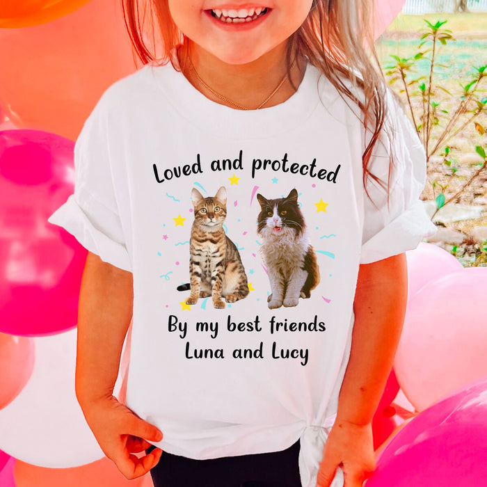 Loved And Protected By Dogs Personalized Custom Photo Shirt For Kids C690