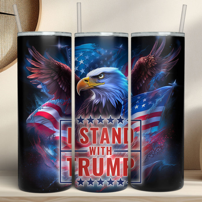 Trump Skull MAGA American Flag Tumbler | Donald Trump Homage Tumbler | Donald Trump Fan Skinny Tumbler C1004 - GOP