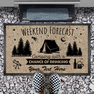 Weekend Forecast A Chance Of Drinking Personalized Custom Camping Doormat C673