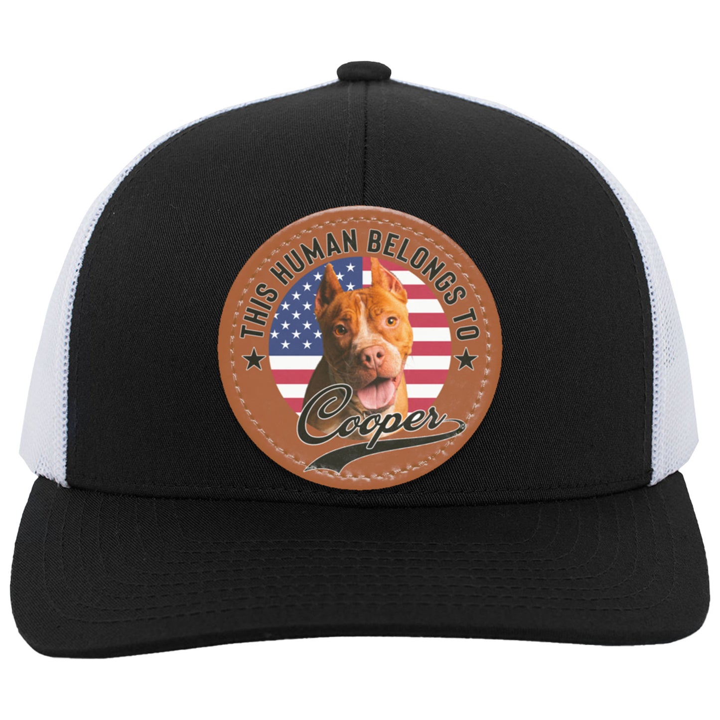 Custom Patch Hat, Human Belongs To Dog Cat, Personalized Circle Leather Patch Hat C823