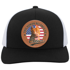 Custom Patch Hat, Human Belongs To Dog Cat, Personalized Circle Leather Patch Hat C823