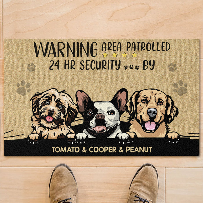 Warning Area Patrolled 24H Personalized Custom Photo Dog Cat Doormat C689