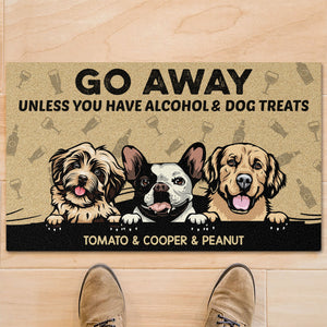 Go Away Unless You Have Alcohol And Dog Treats Personalized Custom Photo Dog Cat Doormat C700