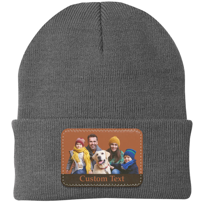 Custom Patch Hat, Personalized Custom Pet or Human Portrait Rectangle Leather Patch Hat C825