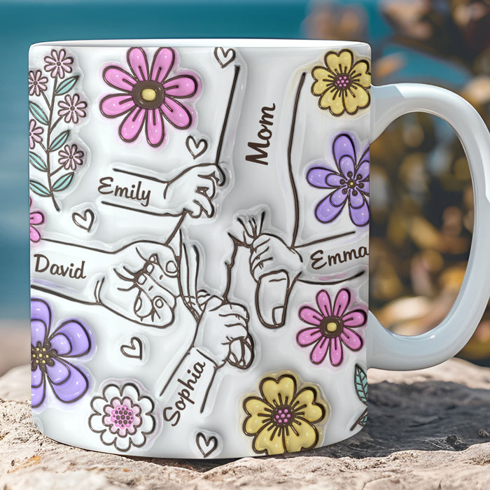 You Hold Our Hands, Also Our Hearts - Family Personalized Custom 3D Inflated Effect Printed Mug - Gift For Mom, Grandma - C983