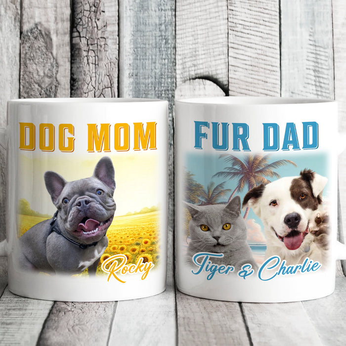 Live Preview Custom Your Pets Mug - Personalized with Your Own Dog or Cat Photo - Father's Day Mug, Mother's Day Mug C896
