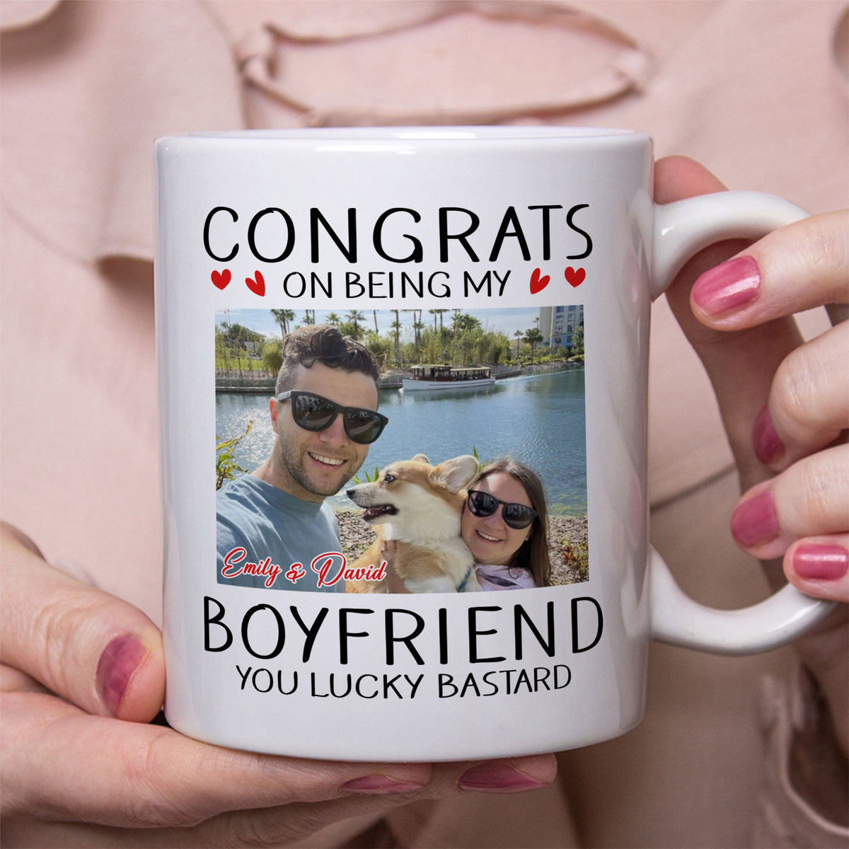 Congrats On Being My Husband - Personalized Custom Photo Couple Mug - Valentine's Day Gift For Husband, Boyfriend, Fiancé C873