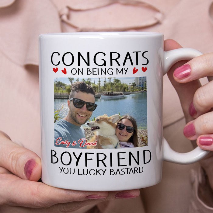 Congrats On Being My Husband - Personalized Custom Photo Couple Mug - Valentine's Day Gift For Husband, Boyfriend, Fiancé C873