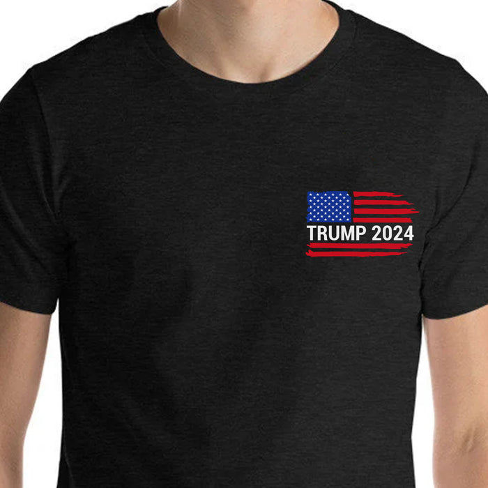 Trump 2024 American Flag Vintage Shirt | Donald Trump Homage Shirt | Donald Trump Fan Tees | Personalized Custom Trump Front & Back Shirt C984 - GOP